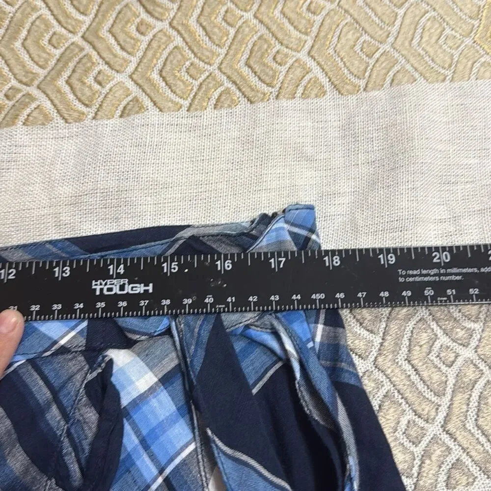 (K2) LAUREN RALPH LAUREN Asymmetrical Ruffle Skirt Navy Blue Midi Skirt, Sz L - Picture 12 of 16